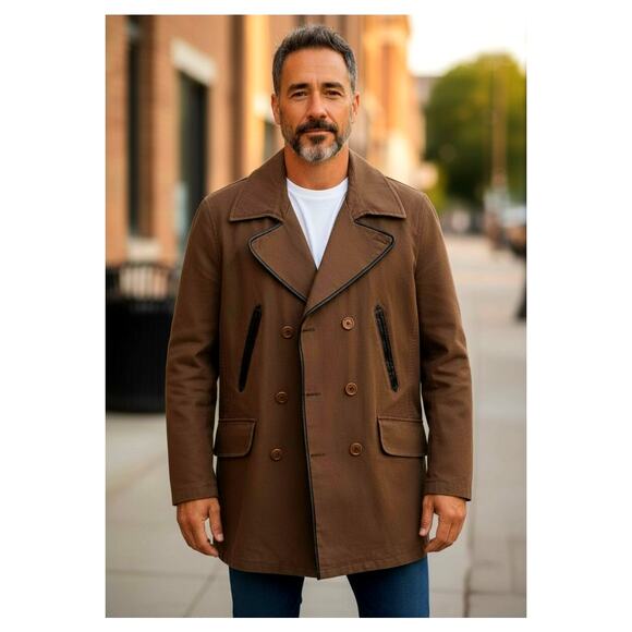 Paul Smith Other - Paul Smith Men's Canvas Peacoat Coat Jacket Size M with Black Leather Trim